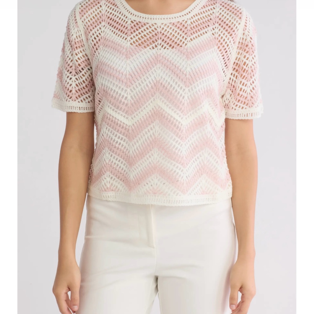 Nwt Laundry By Shelli Segal Zigzag Crocheted Sweater